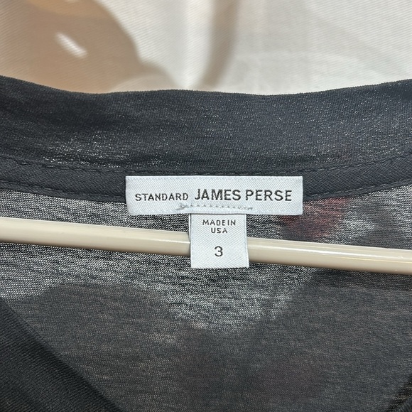 STANDARD JAMES PERSE Clear Jersey V Neck Men’s Shirt Black Size 3/Large - Picture 3 of 5
